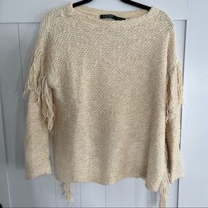 Lauren Ralph Lauren fringe cream sweater